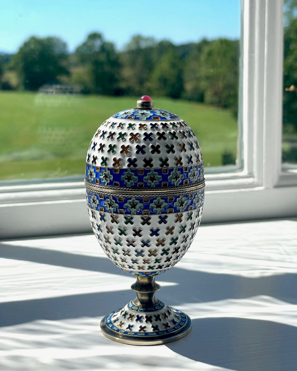Large Russian Gilt Silver Egg