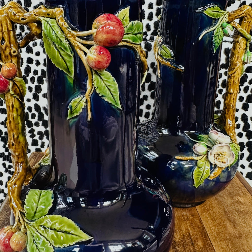 Set of 2 Antique Majolica Minton Pitchers