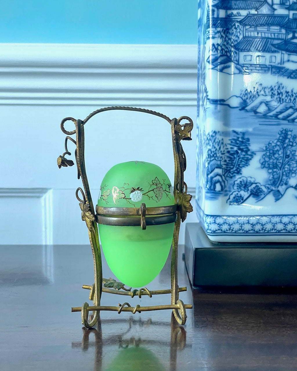 Green French Opaline Palais Royal Perfume Egg