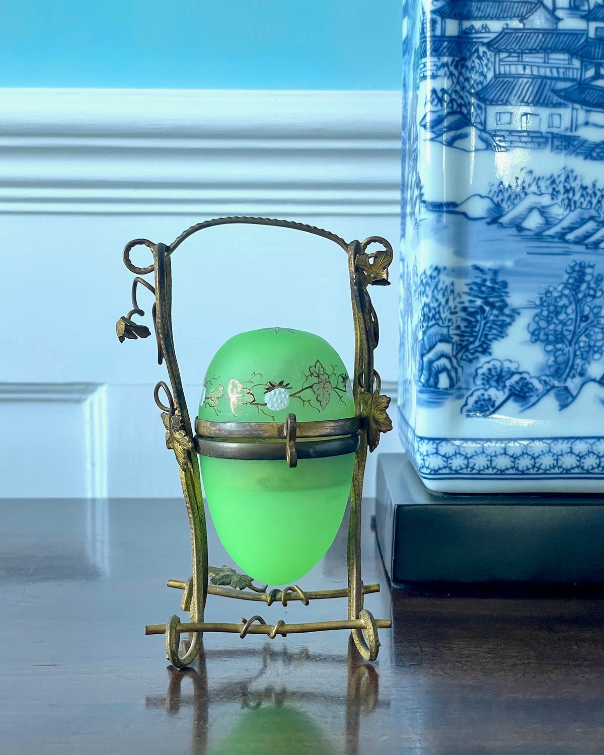Green French Opaline Palais Royal Perfume Egg
