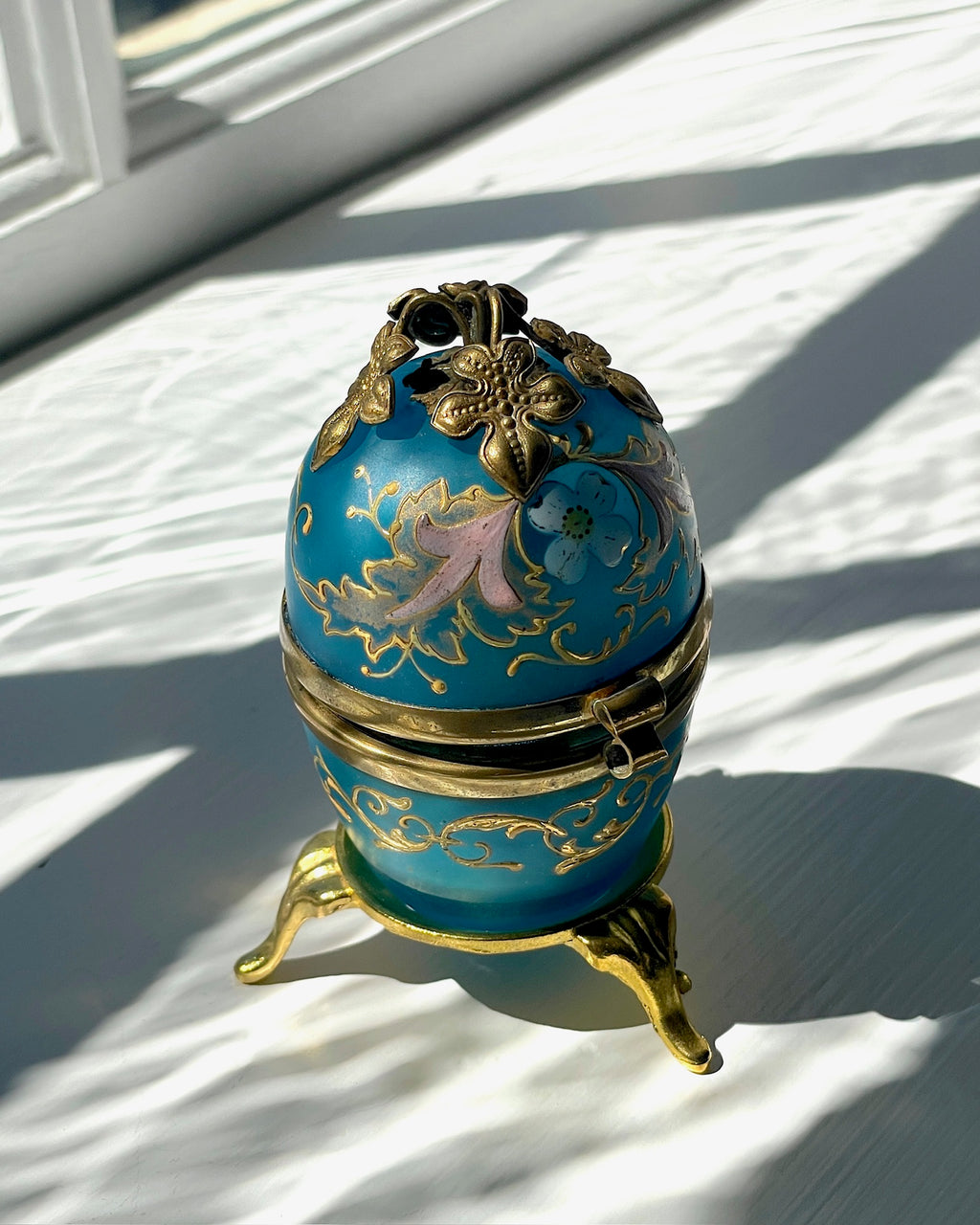 Palais Royal Blue Opaline Glass Egg Perfume Holder