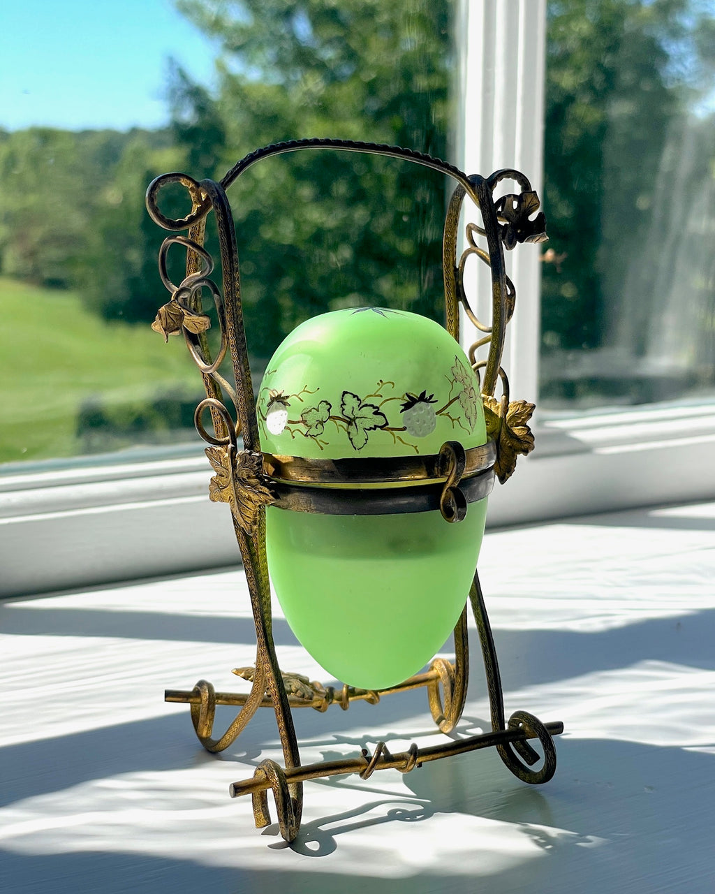 Green French Opaline Palais Royal Perfume Egg