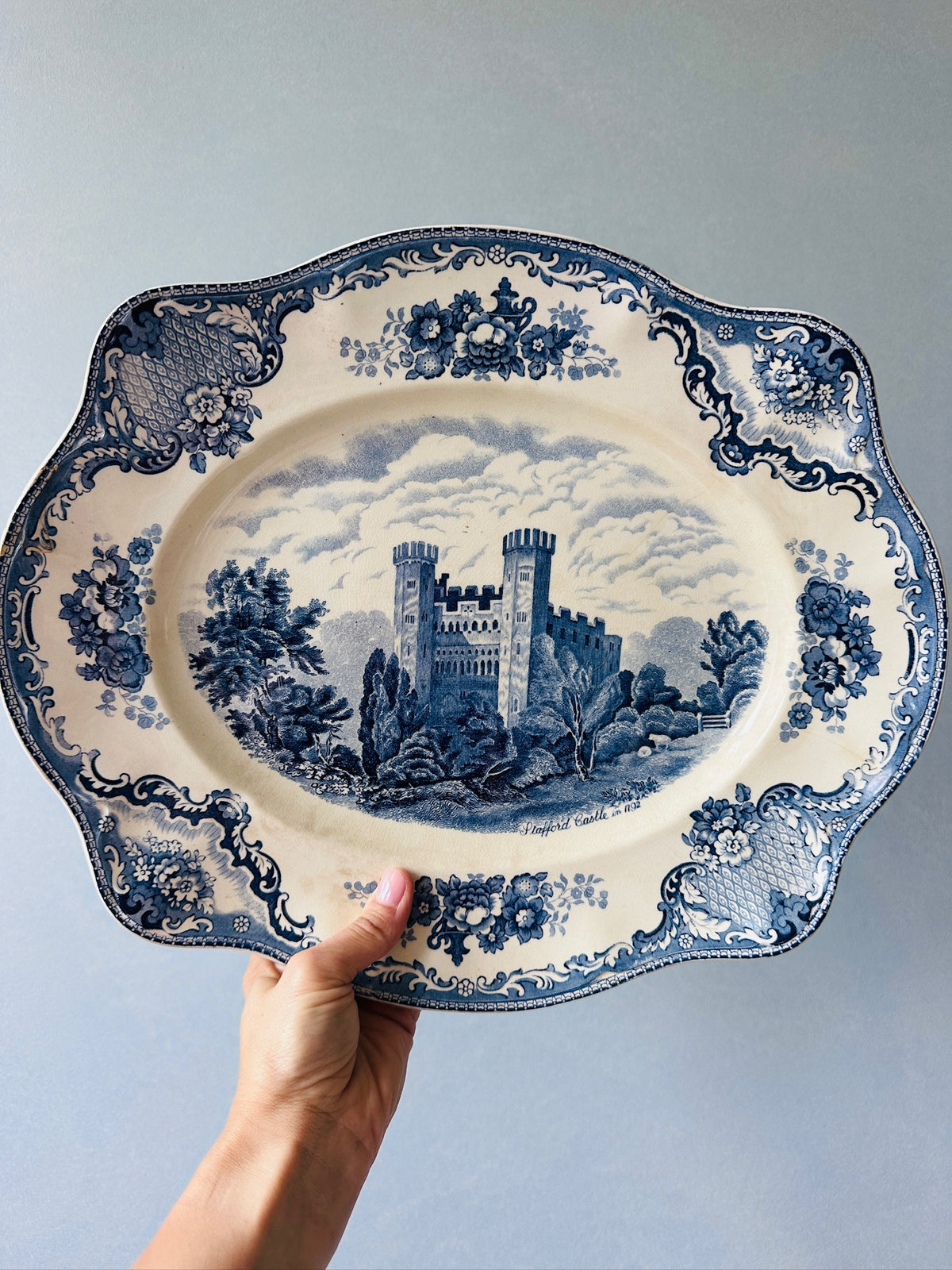Johnston Brothers Serving Platter in Old Britain Castles Blue Pattern