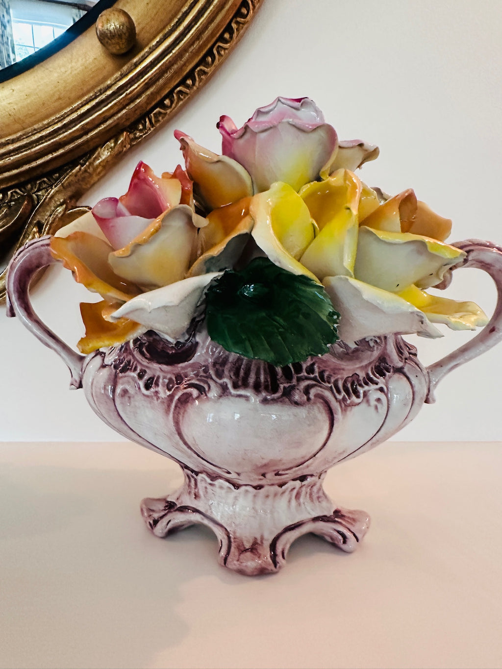 Beautiful Capodimonte Centerpiece and Sugar Bowl with Lid