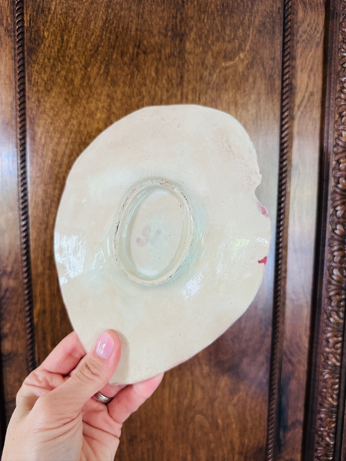 Antique Majolica Begonia Dish