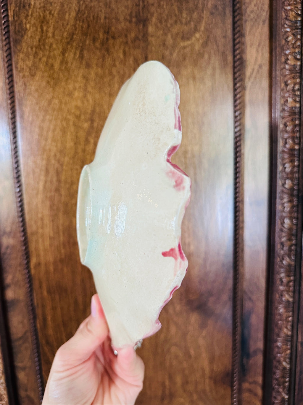 Antique Majolica Begonia Dish