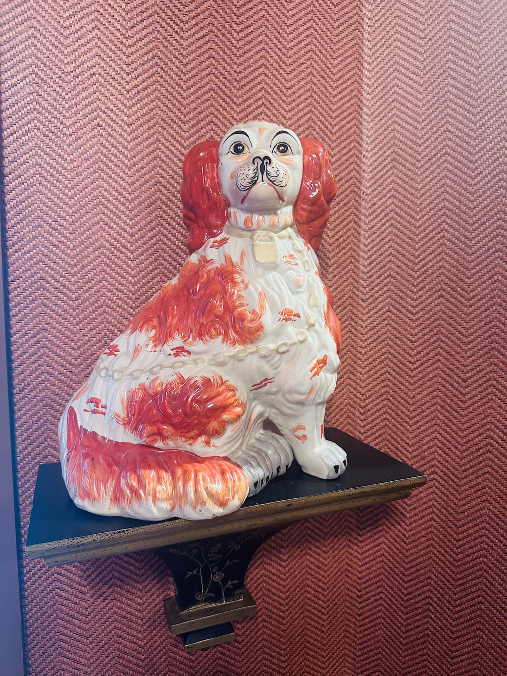 Large Pair of Staffordshire Spaniel Hunt Mantel Dogs