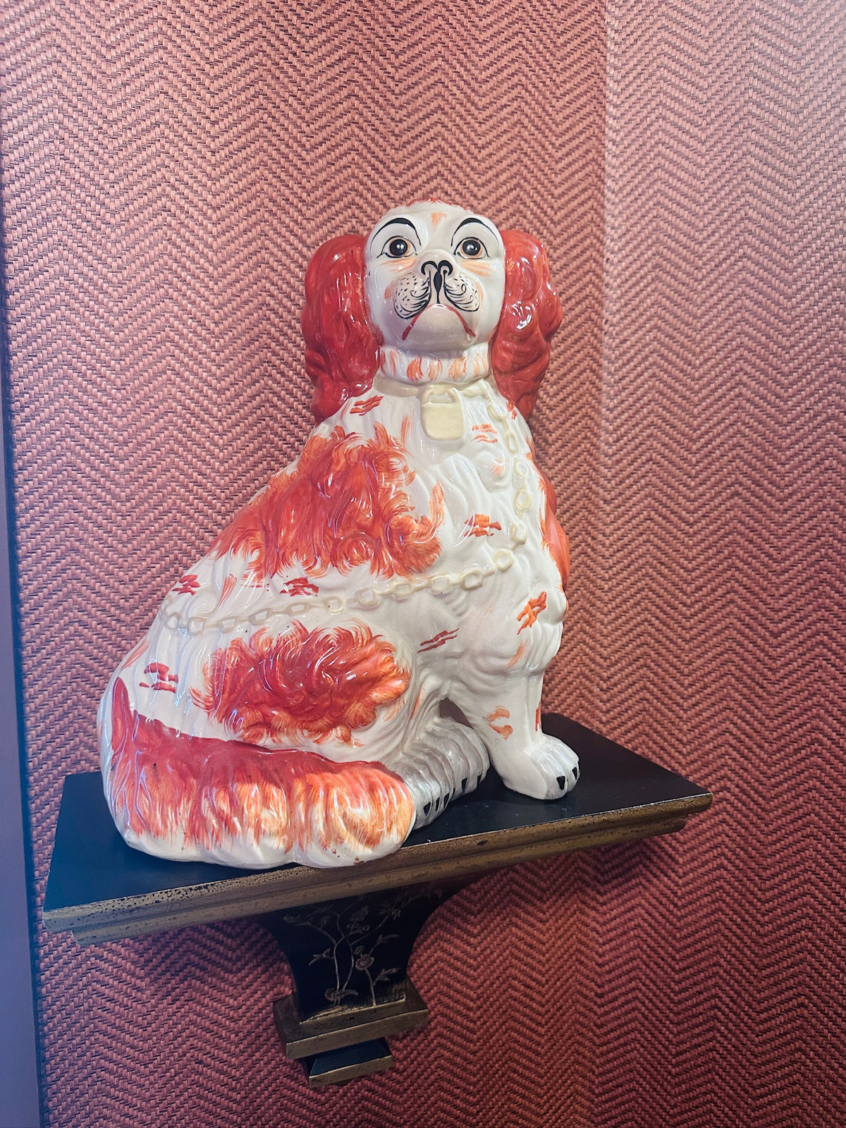 Large Pair of Staffordshire Spaniel Hunt Mantel Dogs