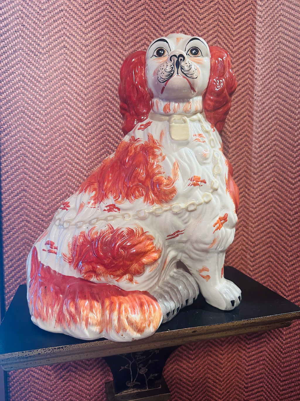 Large Pair of Staffordshire Spaniel Hunt Mantel Dogs