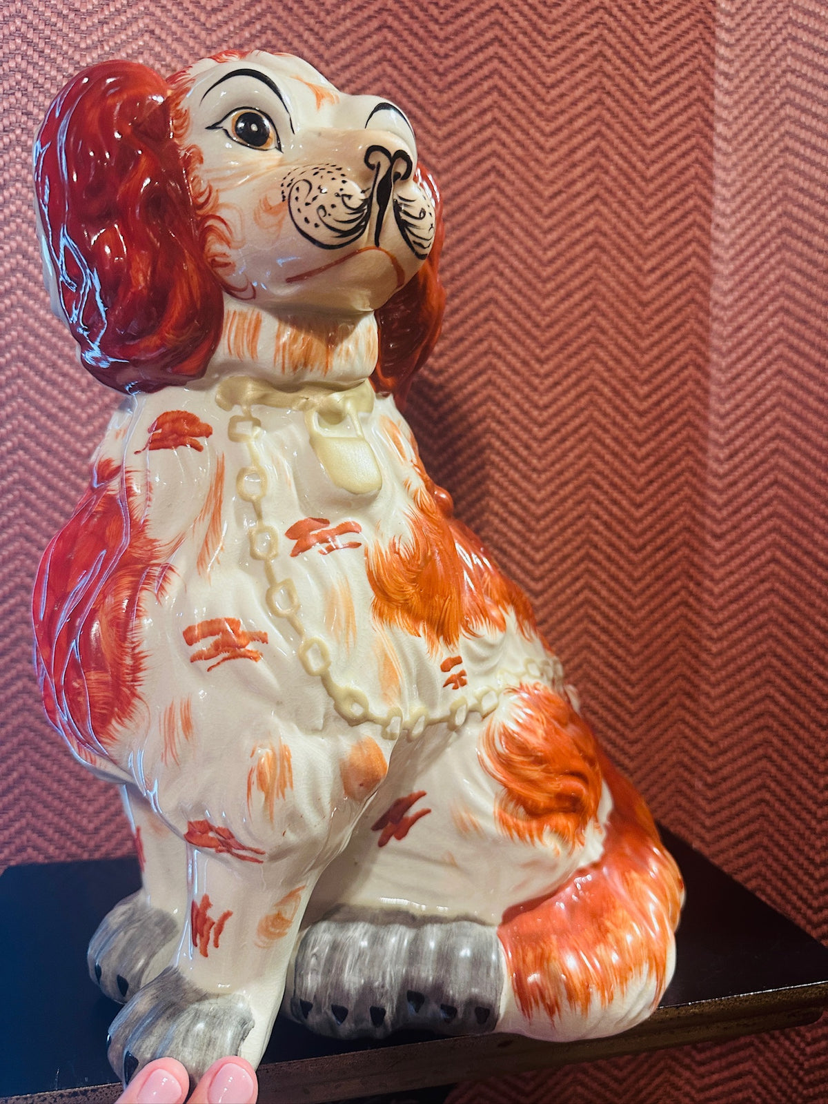 Large Pair of Staffordshire Spaniel Hunt Mantel Dogs