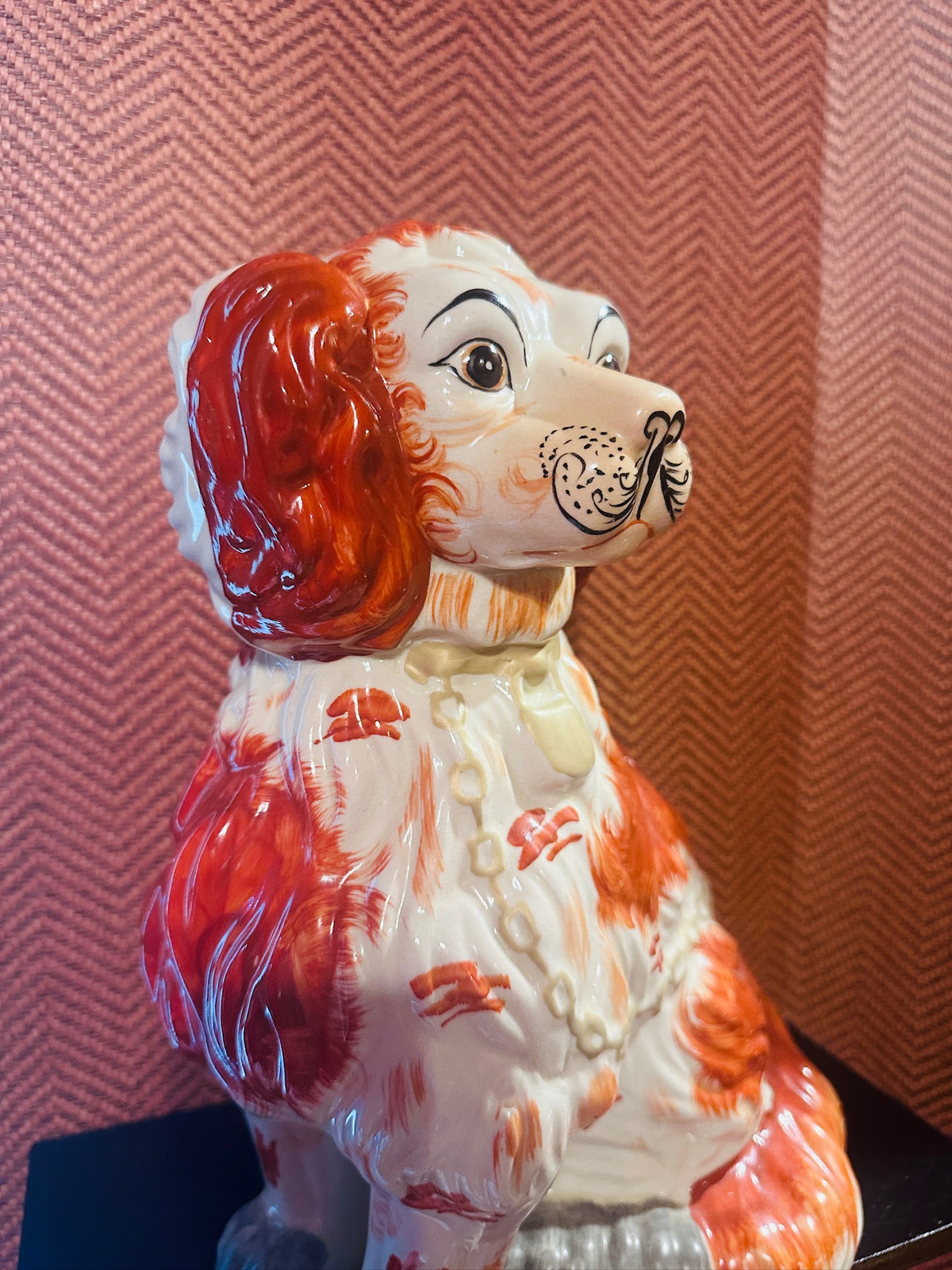 Large Pair of Staffordshire Spaniel Hunt Mantel Dogs