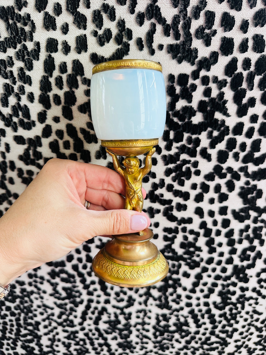 Antique French Ormulu and Opaline Glass Cup