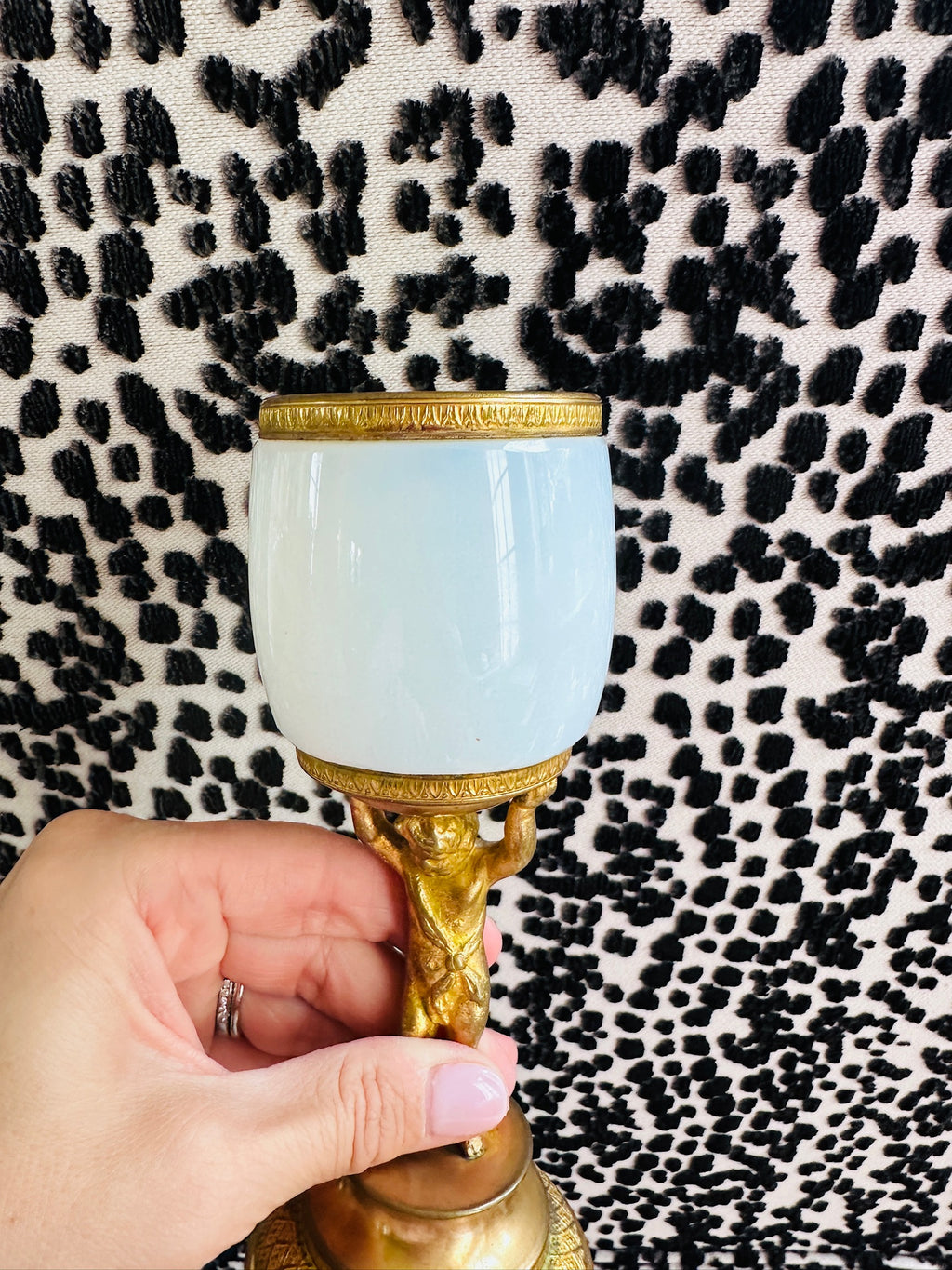 Antique French Ormulu and Opaline Glass Cup