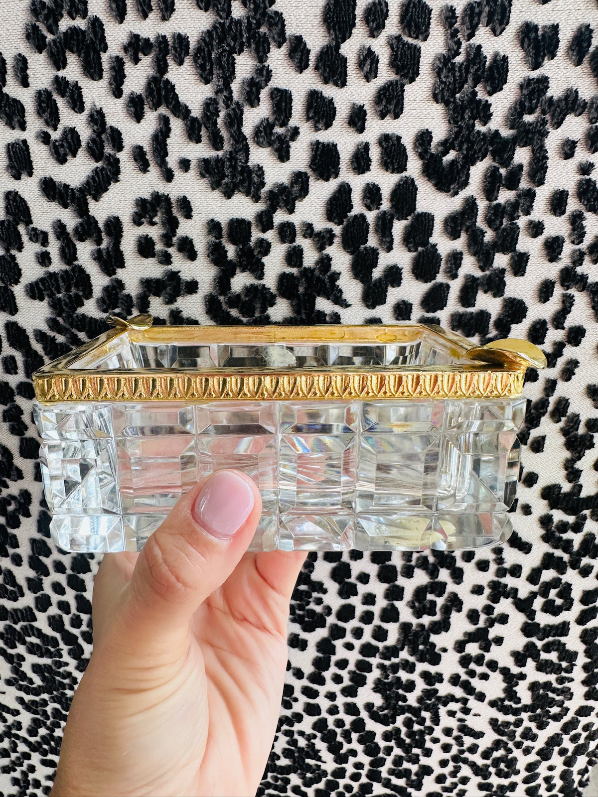French Regency Cut Crystal & Gilt Bronze Ashtray