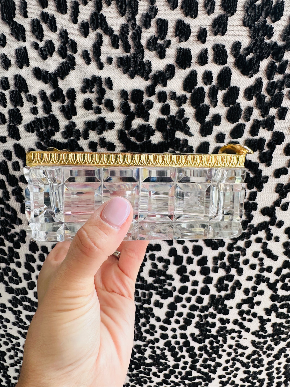 French Regency Cut Crystal & Gilt Bronze Ashtray