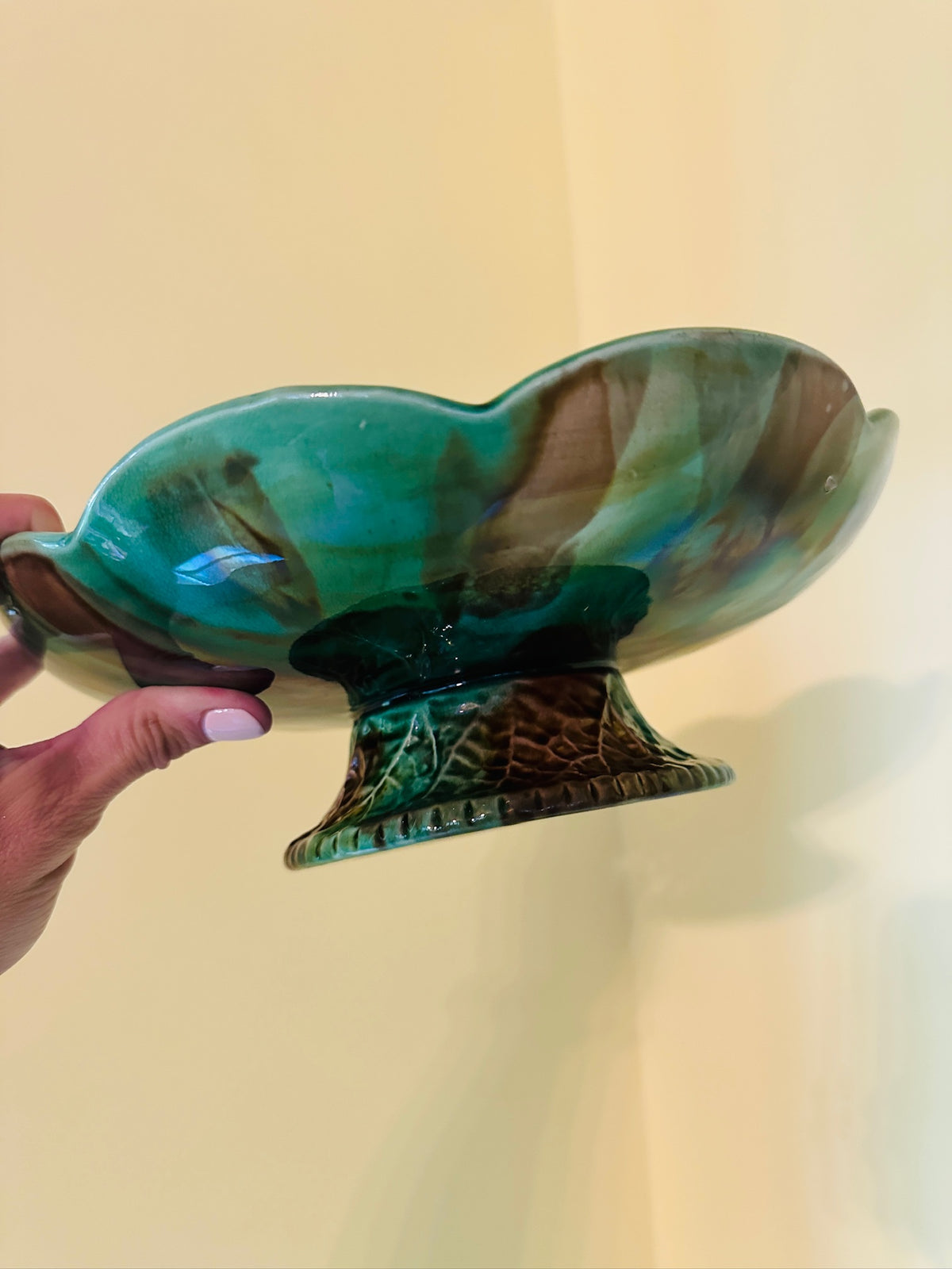 Victorian Majolica Water Lily Compote