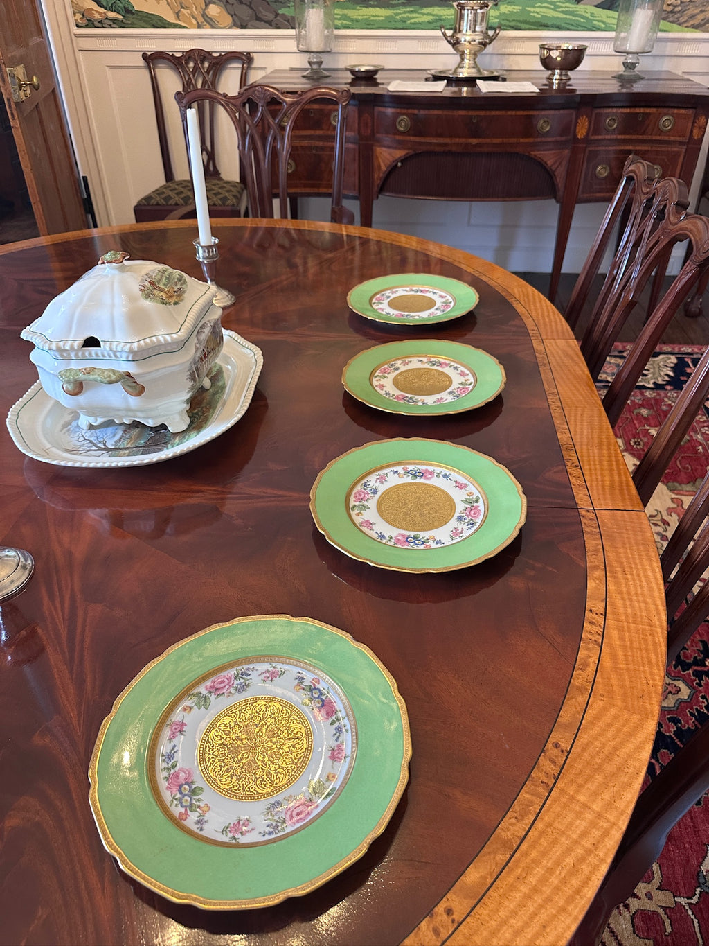 Set of 4 Hand-Painted Limoges Plates