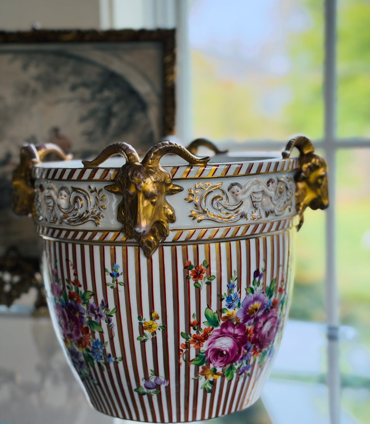 A Carl Thieme, Dresden, Ram's Head Cachepot - Circa 1870