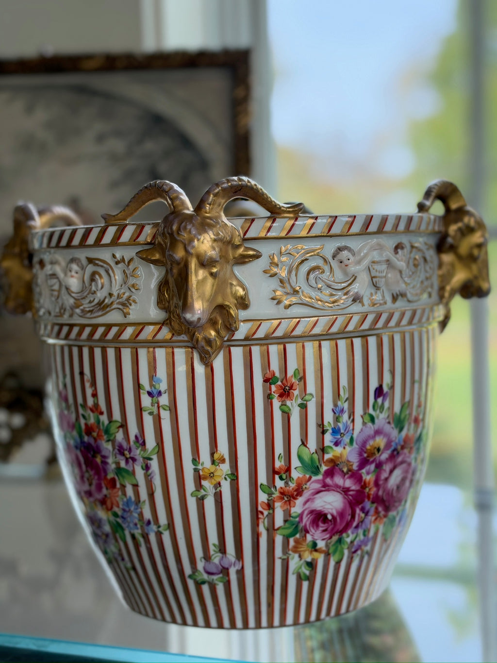 A Carl Thieme, Dresden, Ram's Head Cachepot - Circa 1870