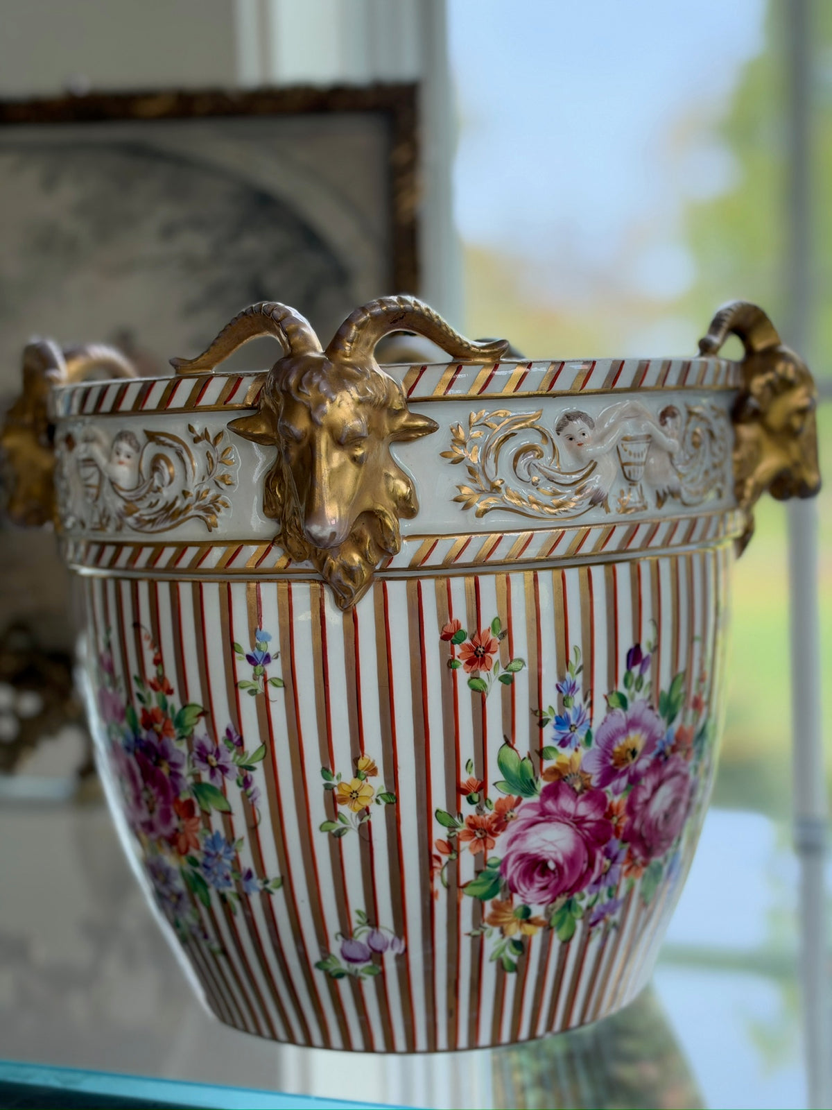 A Carl Thieme, Dresden, Ram's Head Cachepot - Circa 1870