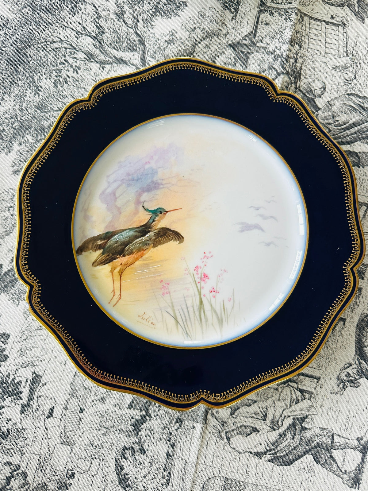 Set of 8 Limoges Hand-Painted Bird Plates