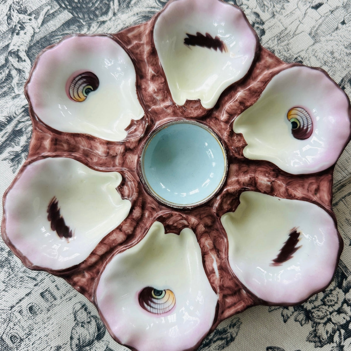 Antique French Majolica Oyster Plates