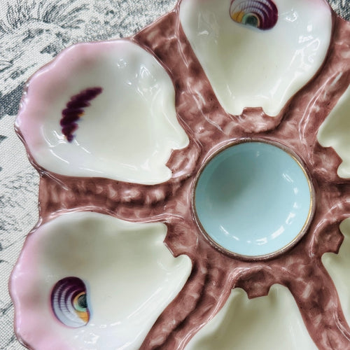 Antique French Majolica Oyster Plates
