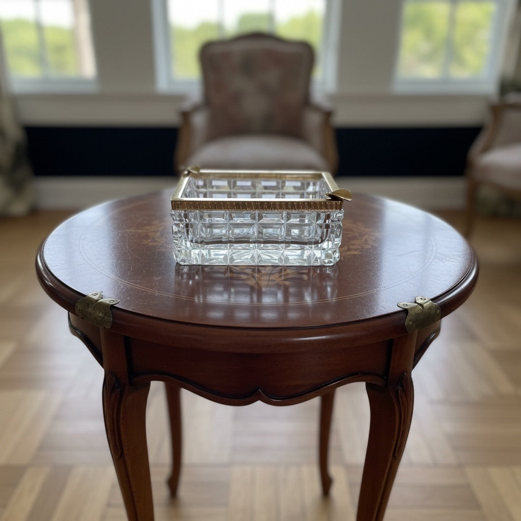 French Regency Cut Crystal & Gilt Bronze Ashtray