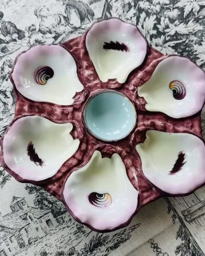 Antique French Majolica Oyster Plates