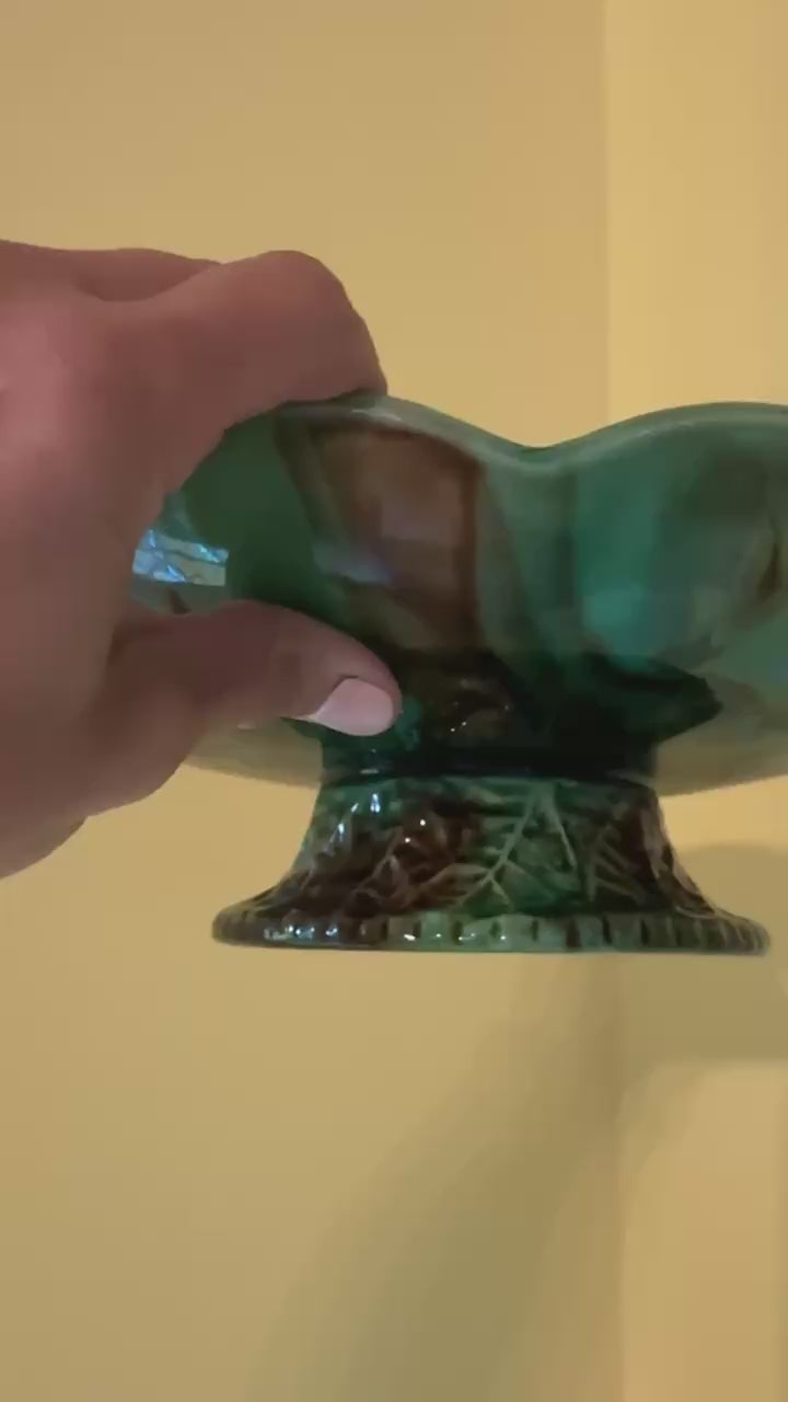 Victorian Majolica Water Lily Compote
