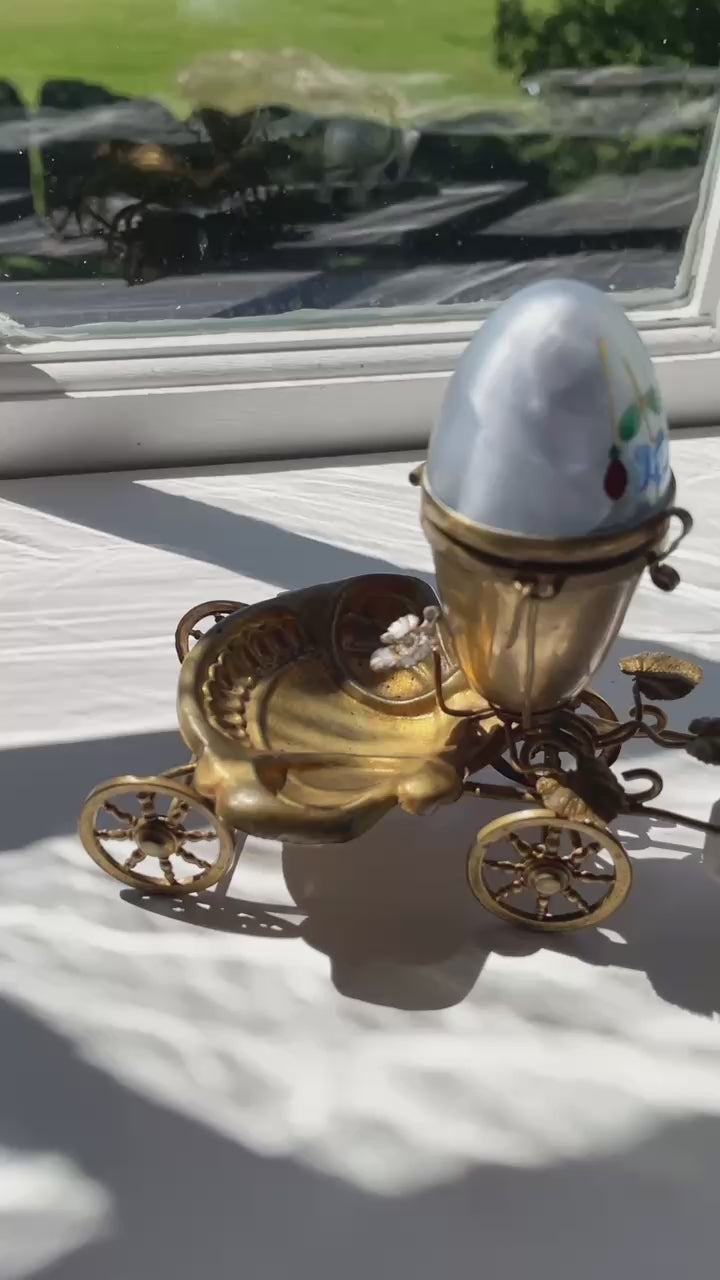 Palais Royal Egg Perfume Holder, In Shape Of A Carriage Pulled By Elephant