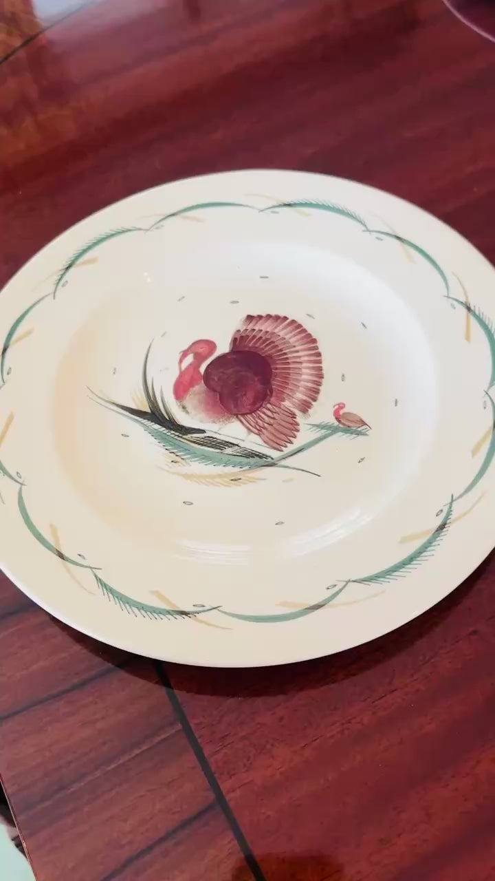 Susie Cooper Hand-Painted "Turkey" Pattern Dinner Plates