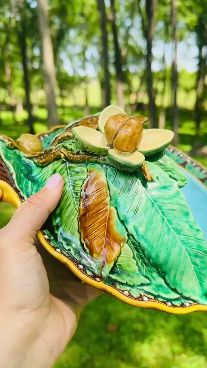 Minton Majolica Chestnut Dish