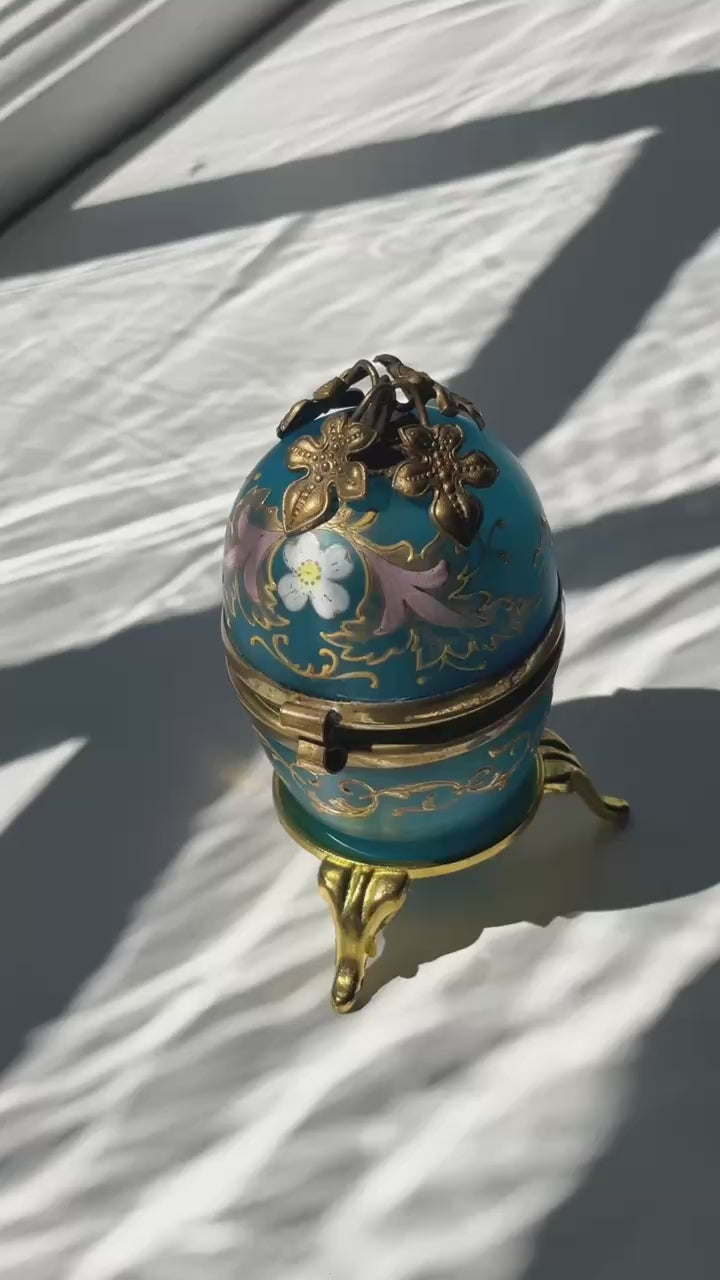 Palais Royal Blue Opaline Glass Egg Perfume Holder